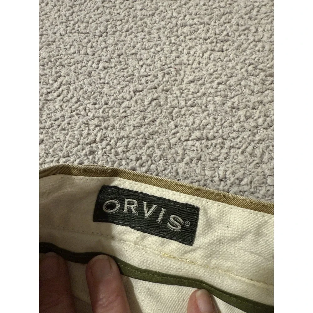 Vintage Orvis Men's Tan Pleated Khaki Heavy Cotton Pants Slacks Size 42